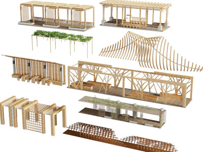 现代廊架 景观亭子 葡萄架