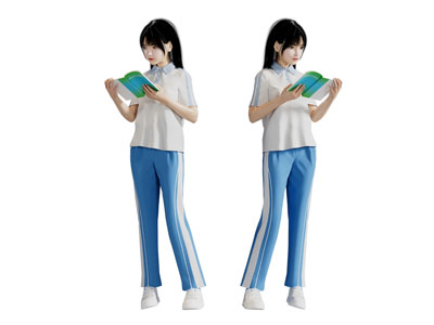 现代读书的学生 女生 姑娘 女孩 儿童