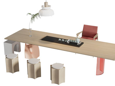 现代实木茶桌椅组合