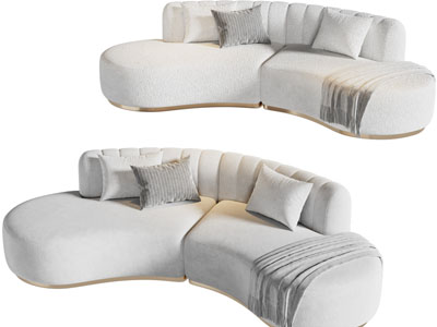 现代轻奢奶油风异形沙发