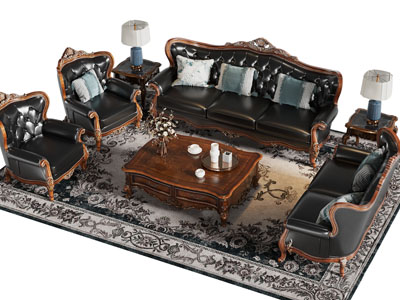 欧式多人 双人 单人沙发和茶几组合