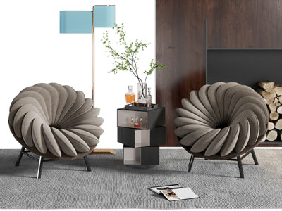 现代休闲椅子 边几