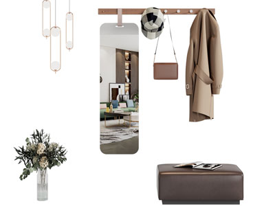 现代中古风衣架 挂钩 沙发凳子