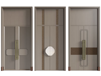 新中式双开门 大门3d模型 新中式双开门 大门