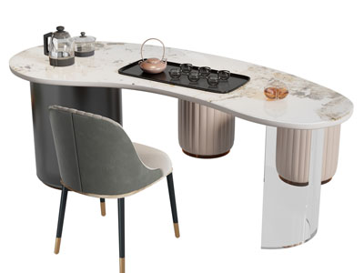 新中式异形茶桌椅组合