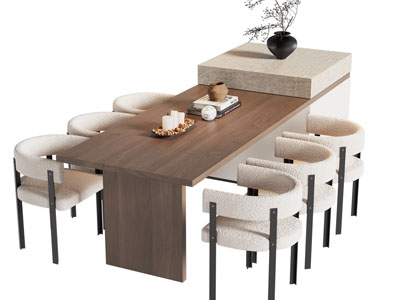 侘寂中古吧台餐桌椅组合