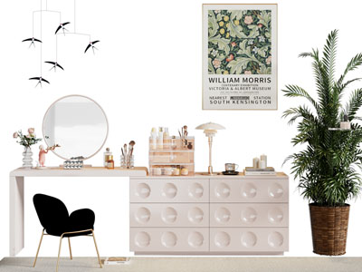 现代奶油风化妆 梳妆台