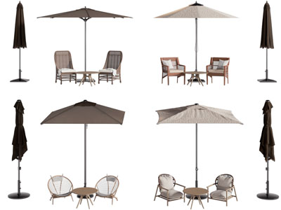 现代户外遮阳伞 休闲椅子