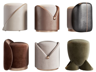 现代轻奢圆形沙发凳子 换鞋凳 脚踏