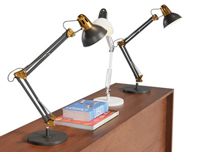 工业风loft金属可弯曲灯柱的台灯3d模型 工业风loft金属可弯曲灯柱的台灯