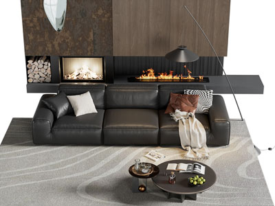 现代多人沙发 茶几组合