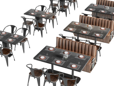 现代饭店餐桌椅组合