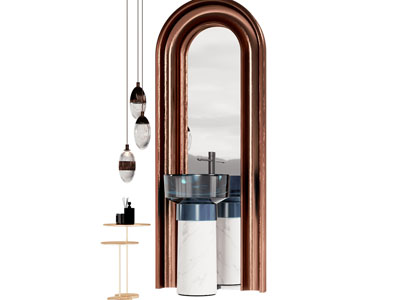 现代蓝色玻璃洗手台