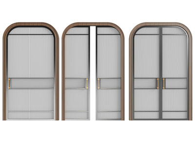 现代拱形玻璃推拉门 单扇平开门