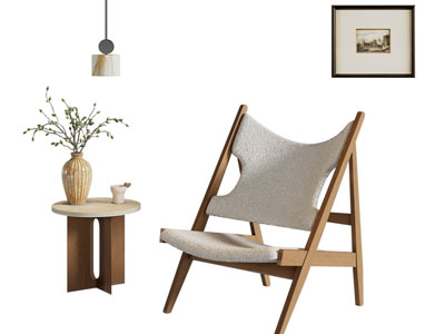 现代休闲椅子 边几