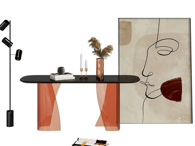 现代椭圆形书桌3d模型 现代椭圆形书桌