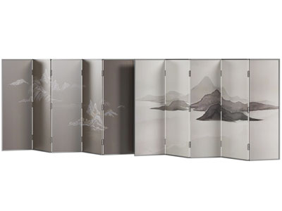 新中式山水图案的屏风