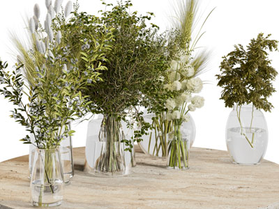 现代玻璃花瓶花卉