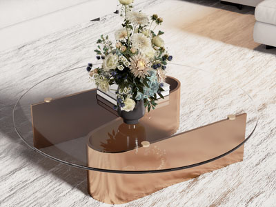 现代圆形玻璃茶几3d模型 现代圆形玻璃茶几