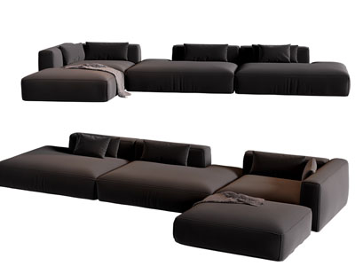 现代转角多人沙发3d模型 现代转角多人沙发