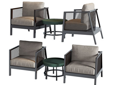 新中式实木框架的休闲椅子 边几