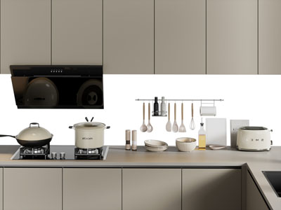 现代抽油烟机 燃气灶 锅 厨具组合