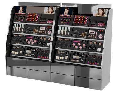 现代化妆品展柜 陈列柜 货架3d模型 现代化妆品展柜 陈列柜 货架