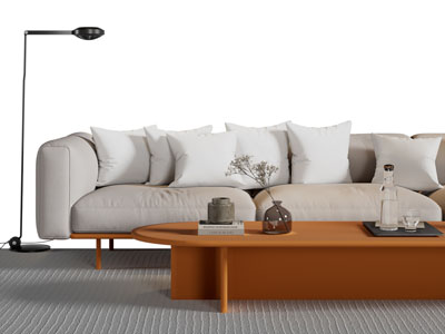 现代多人沙发 茶几 落地灯3d模型 现代多人沙发 茶几 落地灯