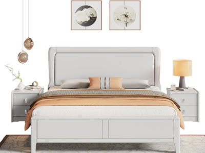 新中式双人床 床头柜