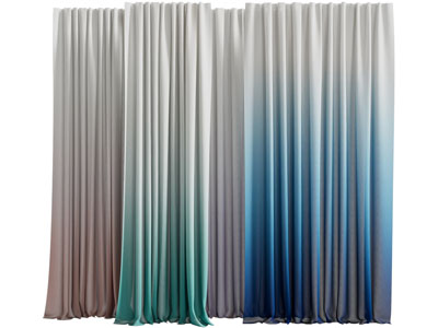 现代渐变颜色的窗帘布帘3d模型 现代渐变颜色的窗帘布帘
