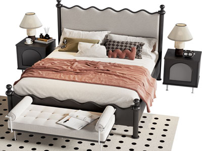 法式双人床 床尾凳