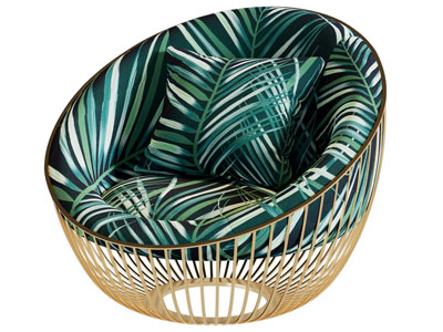 现代轻奢镂空支撑的单人沙发