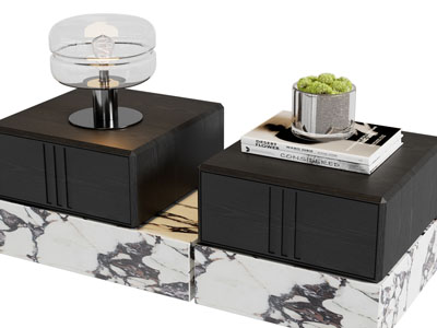 现代床头柜 摆件组合