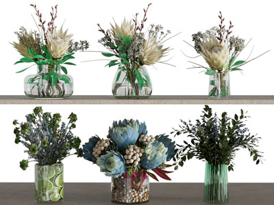 现代玻璃花瓶花卉