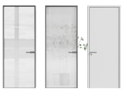 现代玻璃单扇平开门