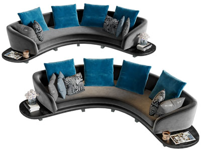 新中式弧形多人沙发3d模型 新中式弧形多人沙发