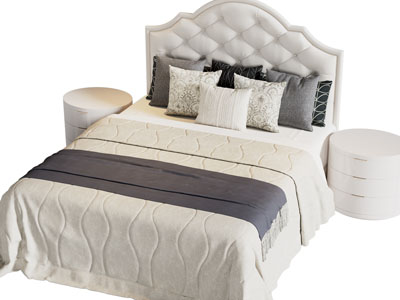 简欧布艺双人床 床头柜