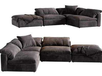 现代布艺转角多人沙发3d模型 现代布艺转角多人沙发