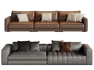 现代皮质多人沙发3d模型 现代皮质多人沙发