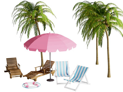 现代遮阳伞 躺椅