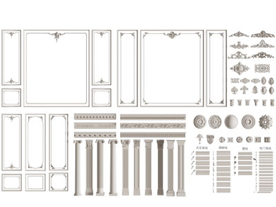 欧式雕花石膏线条 罗马柱子 灯盘 角线 踢脚线