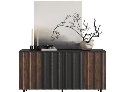 侘寂风实木玄关柜 边柜3d模型 侘寂风实木玄关柜 边柜