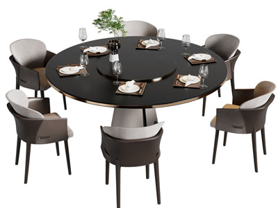 现代圆形餐桌椅组合