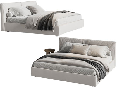 现代布艺双人床