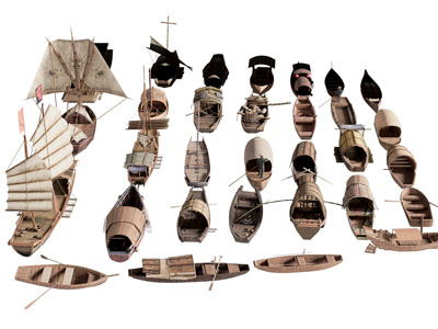 现代复古木船 帆船 小木舟