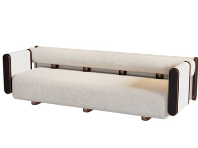 侘寂风奶油风多人沙发3d模型 侘寂风奶油风多人沙发