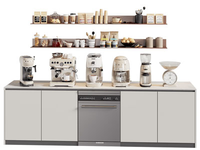 现代咖啡机 咖啡操作台 食物饮料 厨房用品3d模型 现代咖啡机 咖啡操作台 食物饮料 厨房用品