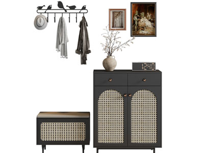 法式鞋柜 换鞋凳 衣架