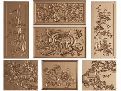 新中式花鸟虫鱼浮雕 装饰挂画3d模型 新中式花鸟虫鱼浮雕 装饰挂画