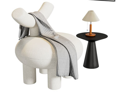 侘寂风奶油风休闲椅子 边几